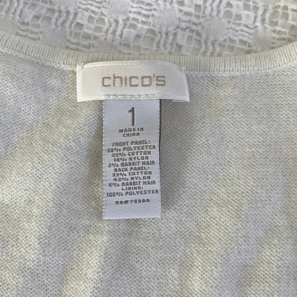 ❤️ Chico’s White sequin knit tank top Size 1 ( Medium ) - Picture 5 of 8